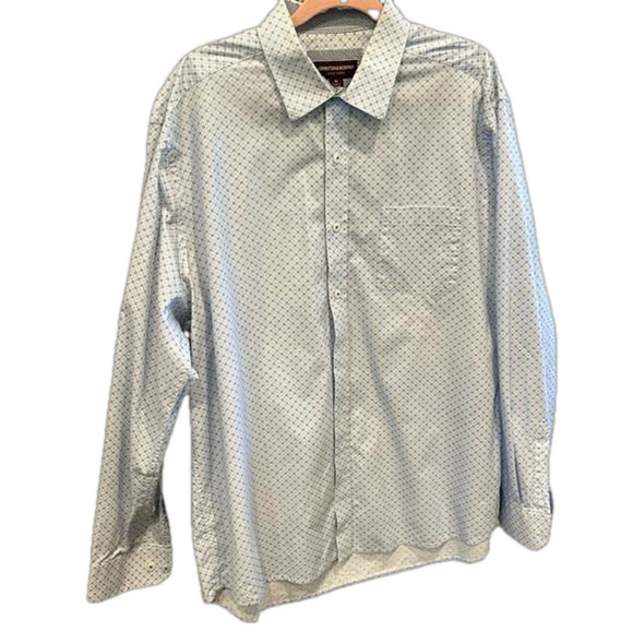 XL  Johnston & Murphy long sleeve cotton shirt with button cuffs blue/white - Picture 1 of 9